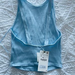 Zara crop top, baby blue, small